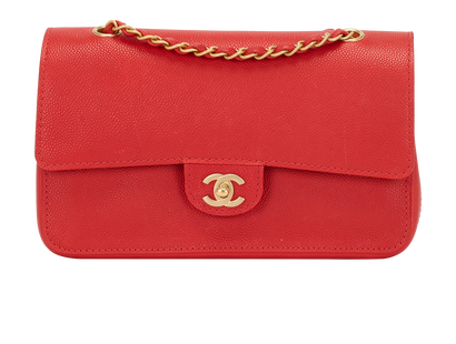 Classic Medium Double Flap, &pound;3,500, Handbags, Red, Caviar, Front view